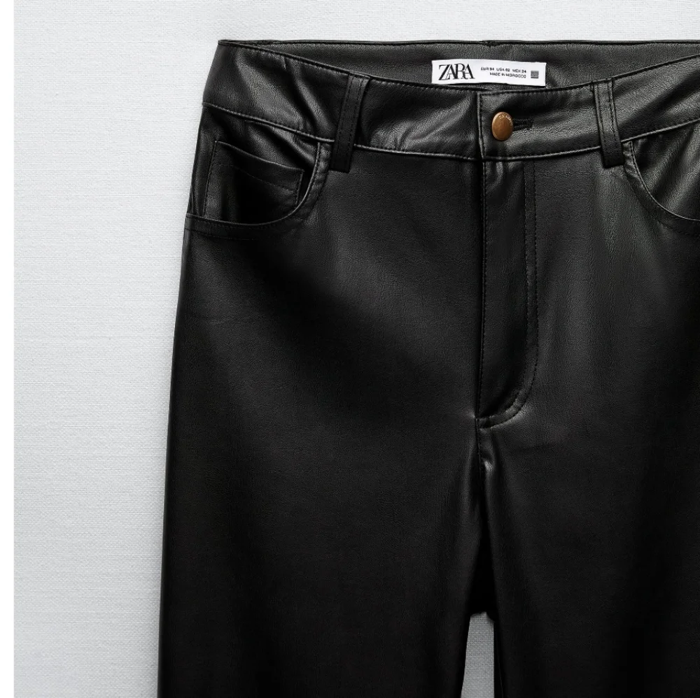 Zara Extra Long Faux Leather Leggings Pants Black Size 0 and 2